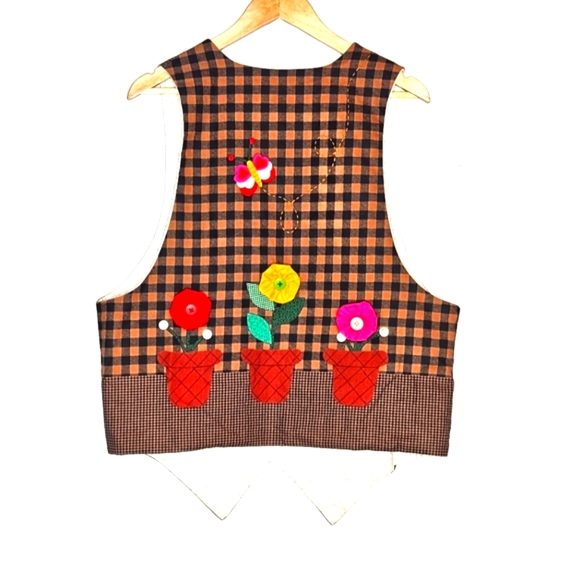 🌺 Two Vintage Handmade 100% Cotton 80's/90's Whimsical Vest - Picture 4 of 16